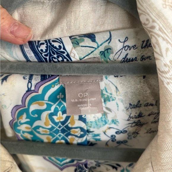 Chico’s Textured Striped Floral Jacket in size 10 Petite - Picture 10 of 11